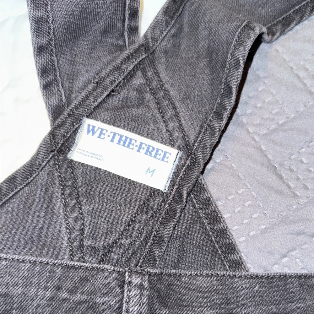Free People Black Denim Overalls High-Waisted - Picture 7 of 7